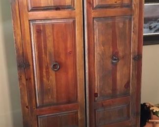 Very fine Solid wood rustic type Wardrobe with heavy duty hardware.