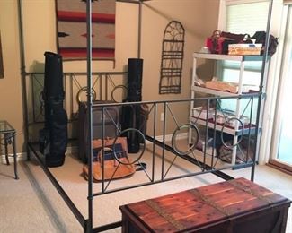 Queen Sized metal Bed with frame, no mattress or box spring available for this bed.