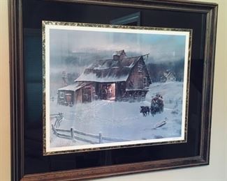 Ted Blaylock signed Country Winter Scene Art.