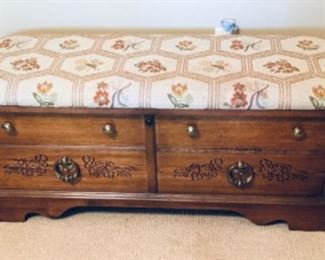 Nice Clean Vintage Cloth top Cedar Chest.