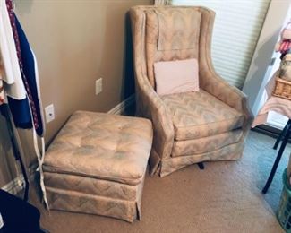 Vintage Swivel Chair & Ottoman.