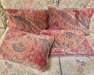 $95 Set of four Arhaus velveteen  pillows, with cord accent.  18"W x 11"D