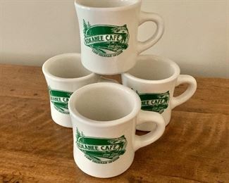 $20 Set of four Kokanee Cafe at Camp Sherman Oregon coffee mugs.  4"H