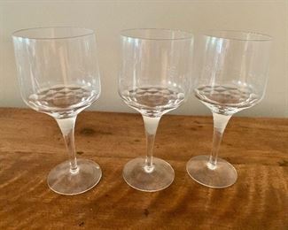 $60 for three wine glasses.  6"H x 2.75"D