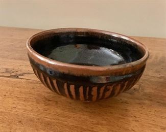$20 Glazed Ceramic serving bowl, signed.  3"H x 6.25"D 
