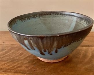 $24. Glazed ceramic serving bowl, signed.  4"H x 8.25"D
