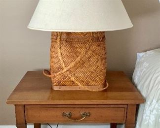 $60 Single basket lamp 27"H  and base 11"W x 7.5"D