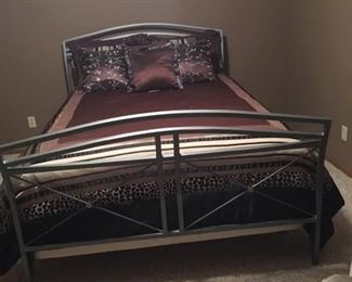 Metal bed, mattress, box springs, headboard, footboard and frame