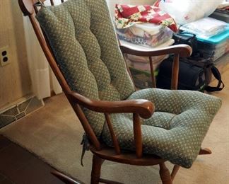 Solid Turned Wood Rocking Chair With Cushion Set, 40" x 23" x 28"