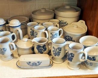 Pfaltzgraff Yorktowne 34-Piece Collection Including Canisters, Coffee & Tea Cups, Creamer, Sugar, Salt & Pepper, & Butter Dish