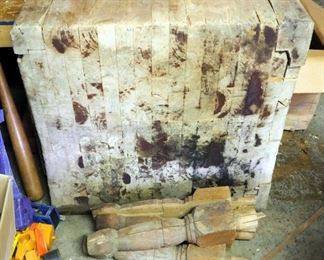 Antique Wood Butcher Block Table