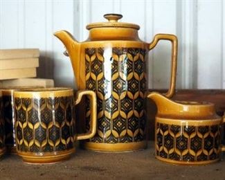 Royal Sealy Ceramic Coffee Set Includes Coffee Pot, Sugar, Creamer And Three Coffee Cups
