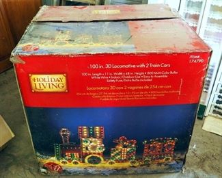 Holiday Living 100" 3D Locomotive With Train Cars, In Original Box