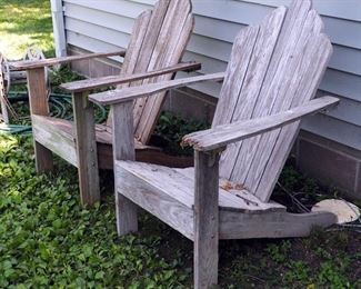 Matching Wood Adirondack Chairs 42" x 32" x 32"