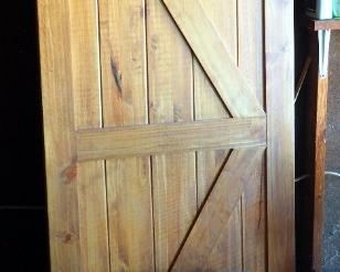 7' X 33" Barn Wood Style Door, Like New And Wall Mounted 2 Door Cabinet, 26" X 21.5" X 7"