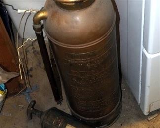 Vintage 2.5 Gallon American Lafrance Fire Engine Company Fire Extinguisher And Pyrene Fire Extinguisher
