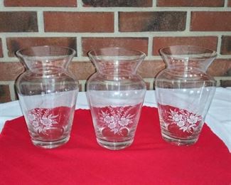 Matching Vases with Etched Flower Design 
