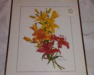 Framed Garden Lilies Art by Mary Close 