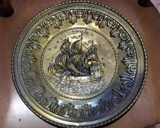 Decorative Brass Plate w/ Ship Design