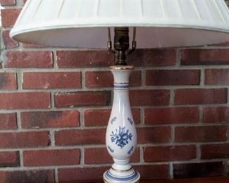 Ceramic Lamp w/ Blue Flower Design