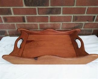 Large Wooden Serving Tray w/ handles