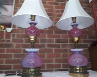 Cranberry Striped Lamps