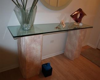 Glass Top Table on Two (2) Pillars