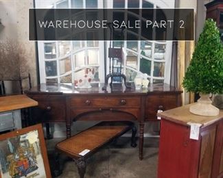 Beautiful mahogany sideboards/servers, antique mirrored doors, caned bench
