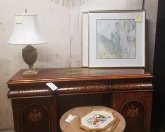 console tables, hall tables, sunburst mirrors, lamps, side tables