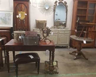 desks, french enfilade, stools, marble top tables, bamboo cabinets, metal buckets, coal skuttles, hunt furniture and accessories