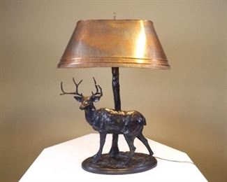 Listed Artist George Northup Bronze Mule Deer Buck Lamp
