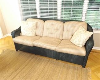 Lloyd Flanders Green Wicker Sunroom Couch
