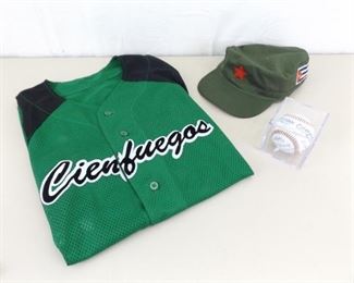 Cuban Baseball Team "Cienfuegos" Signed Baseball, Jersey, and Cap
