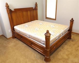 Antique 1880's German SOLID Wood Post Bed
