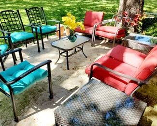 Red patio furniture - SOLD                                                                           Rattan tables - SOLD