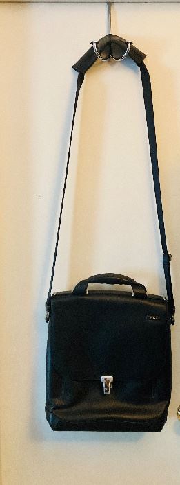 VTG TUMI Black Leather messenger laptop bag. ===> $175