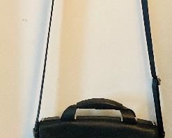 ALT-View: VTG TUMI Black Leather messenger laptop bag. ===> $175