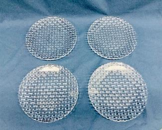 Set of 4 basket-weave luncheon plates ===> $40