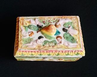 Alt-View: Italian hand-painted porcelain trinket box ===>$35