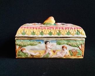 Alt-View: Italian hand-painted porcelain trinket box ===>$35