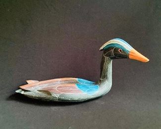 Hand painted Folkart Duck by H Rosier ===> $250