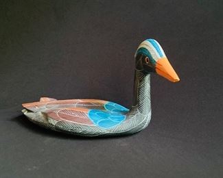 Alt-View: Hand painted Folkart Duck by H Rosier ===> $250