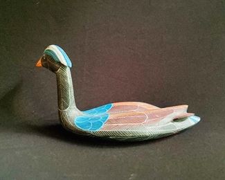 Alt-View: Hand painted Folkart Duck by H Rosier ===> $250