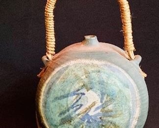Raku pottery water jug with handle ===> $50