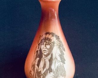 VTG Native American Chief vase ===> $35