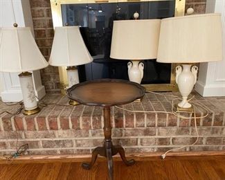 Older Tilt Top Table and Lamps