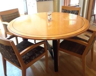 Round pedestal table and four chairs