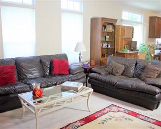 Faux Leather Sofas & Tommy Bahama Coffee Table