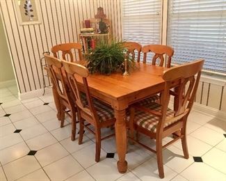 Pine Dining Table with Six Chairs
