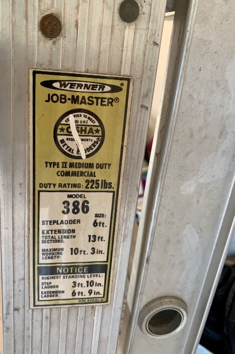 Werner Job-Master 13’ ladder with 10’, 3”
Working length $45